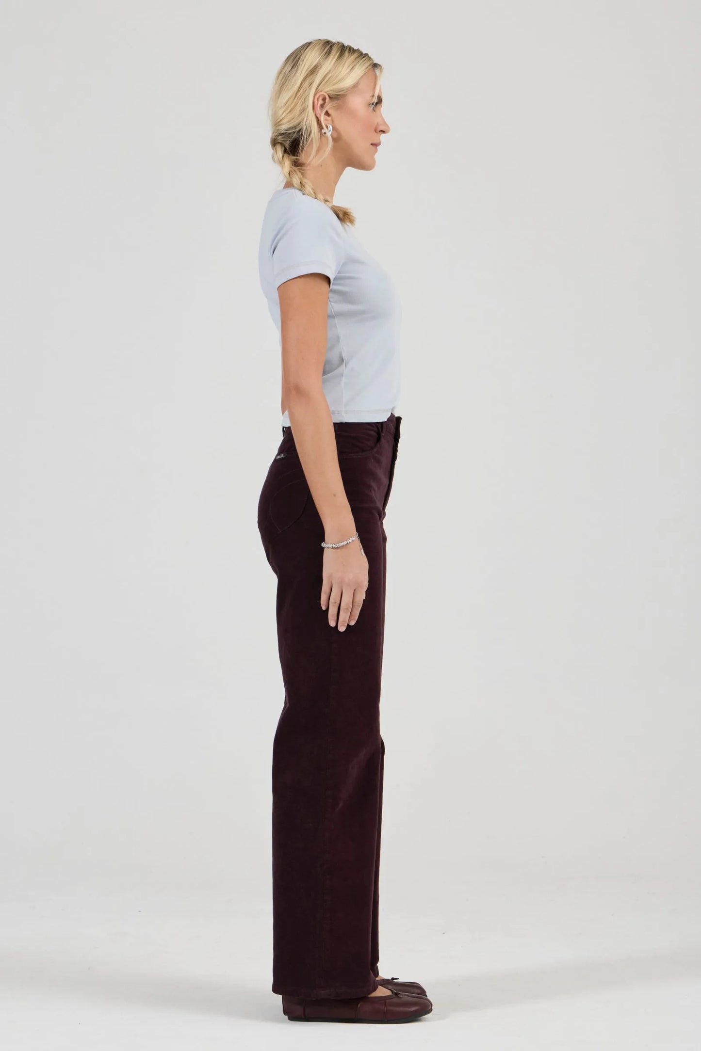 Sailor Scoop Long Velvet Jeans - Dark Cherry