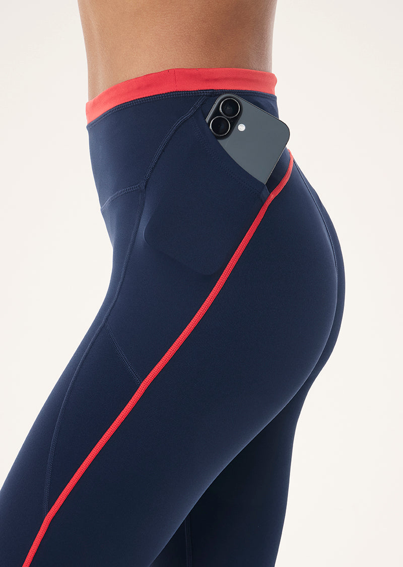 Rapid Full Length Legging - Dark Navy/College Red 3