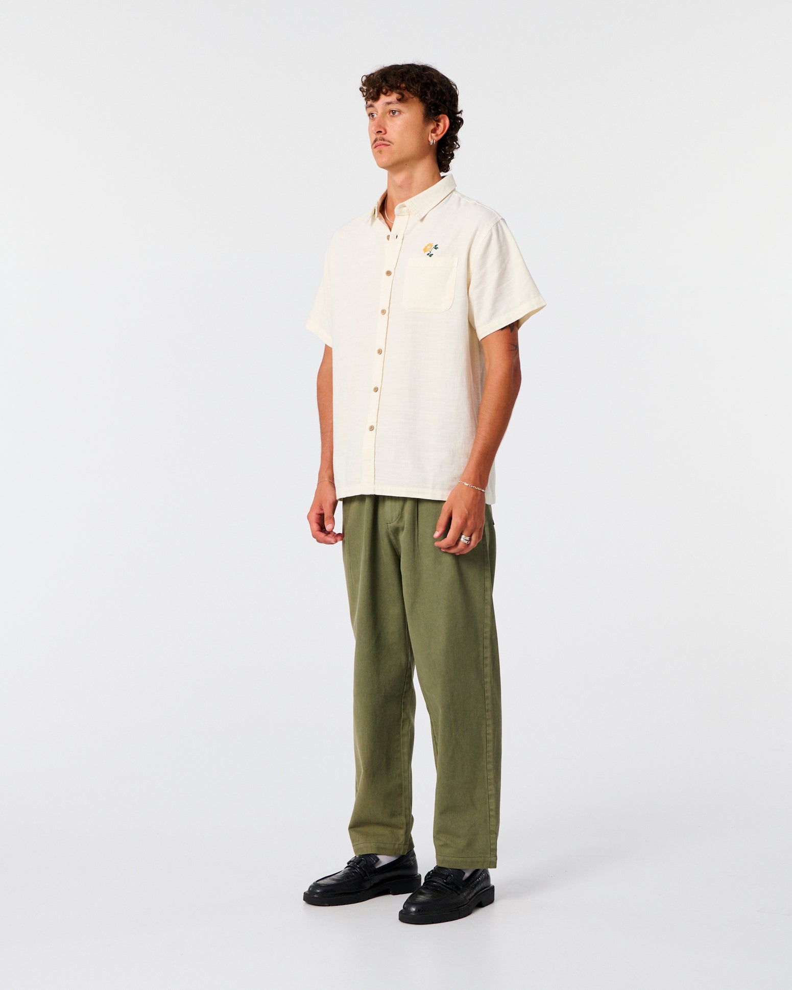 Peace Flower Embro SS Shirt - Ecru - photo 2