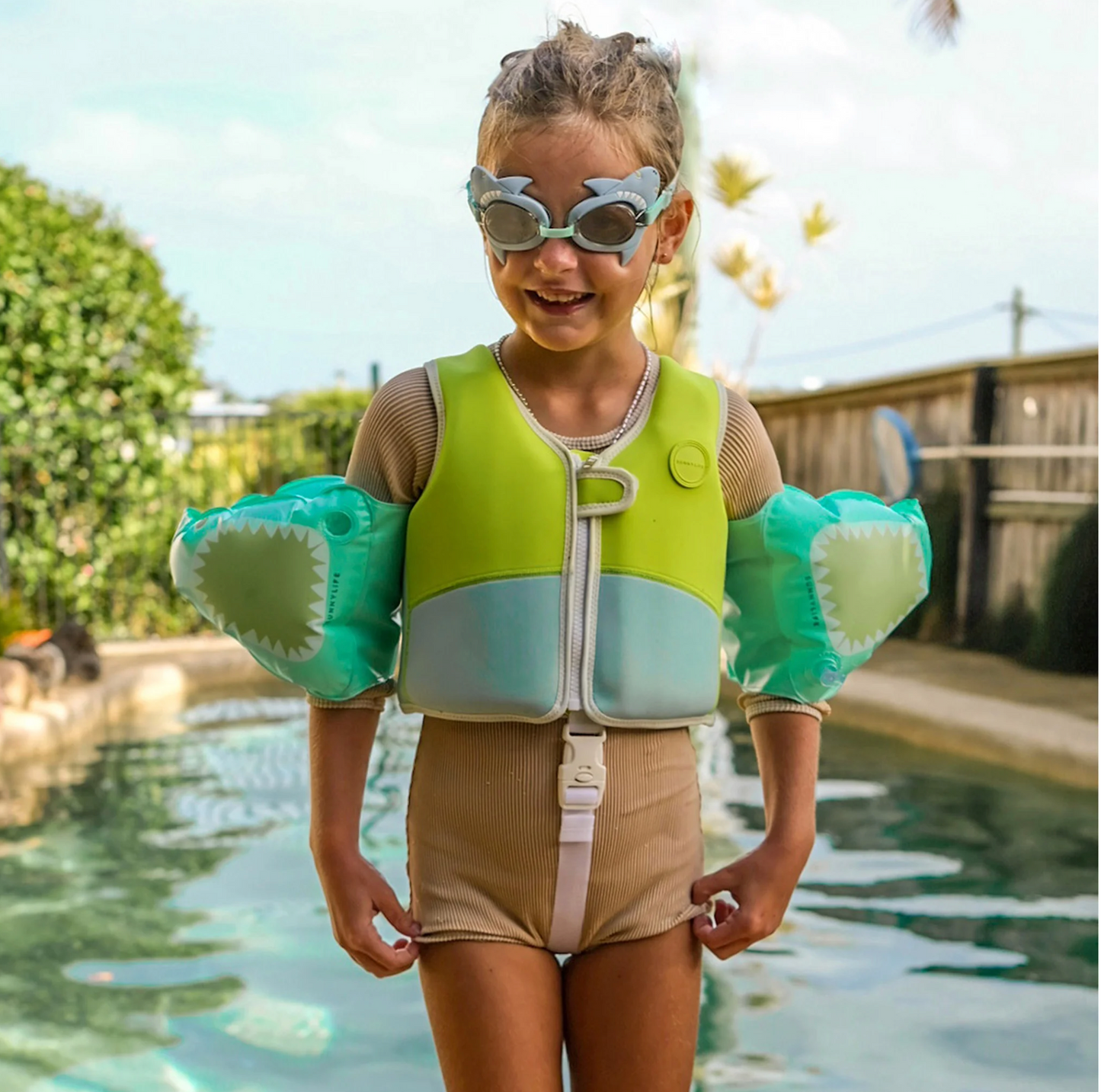 Salty the Shark Mini Swim Googles - Aqua