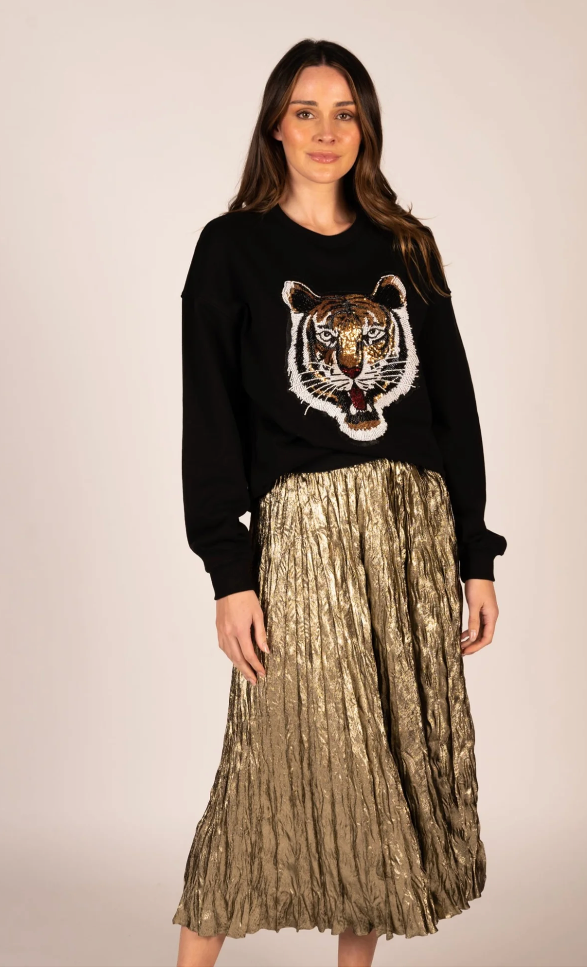 Lilian Pleat Skirt - Crushed Gold