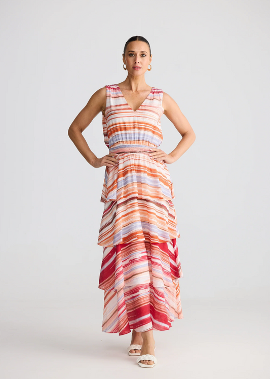 Adella Maxi Dress - Painterly Stripe