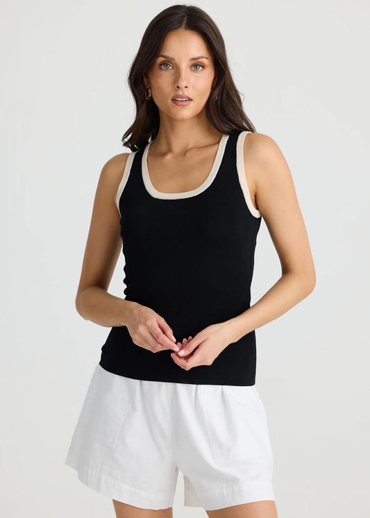 Ollie Contrast Tank - Black W White