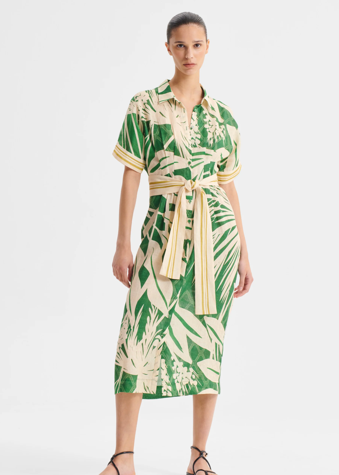 Sorrento Linen Shirt Dress - Print