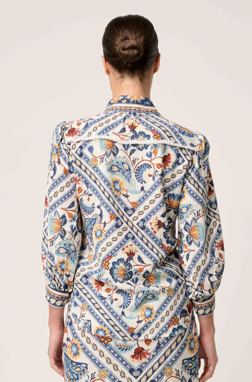 Alexis Linen Viscose Contrast Trim Fringe Shirt - Petinos Floros