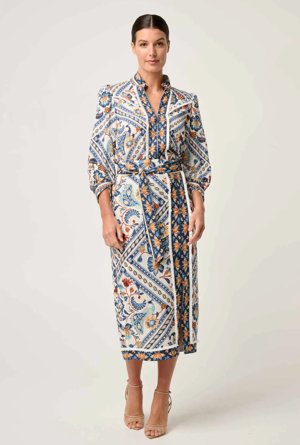 Alexis Linen Viscose Contrast Trim Fringe Shirt - Petinos Floros