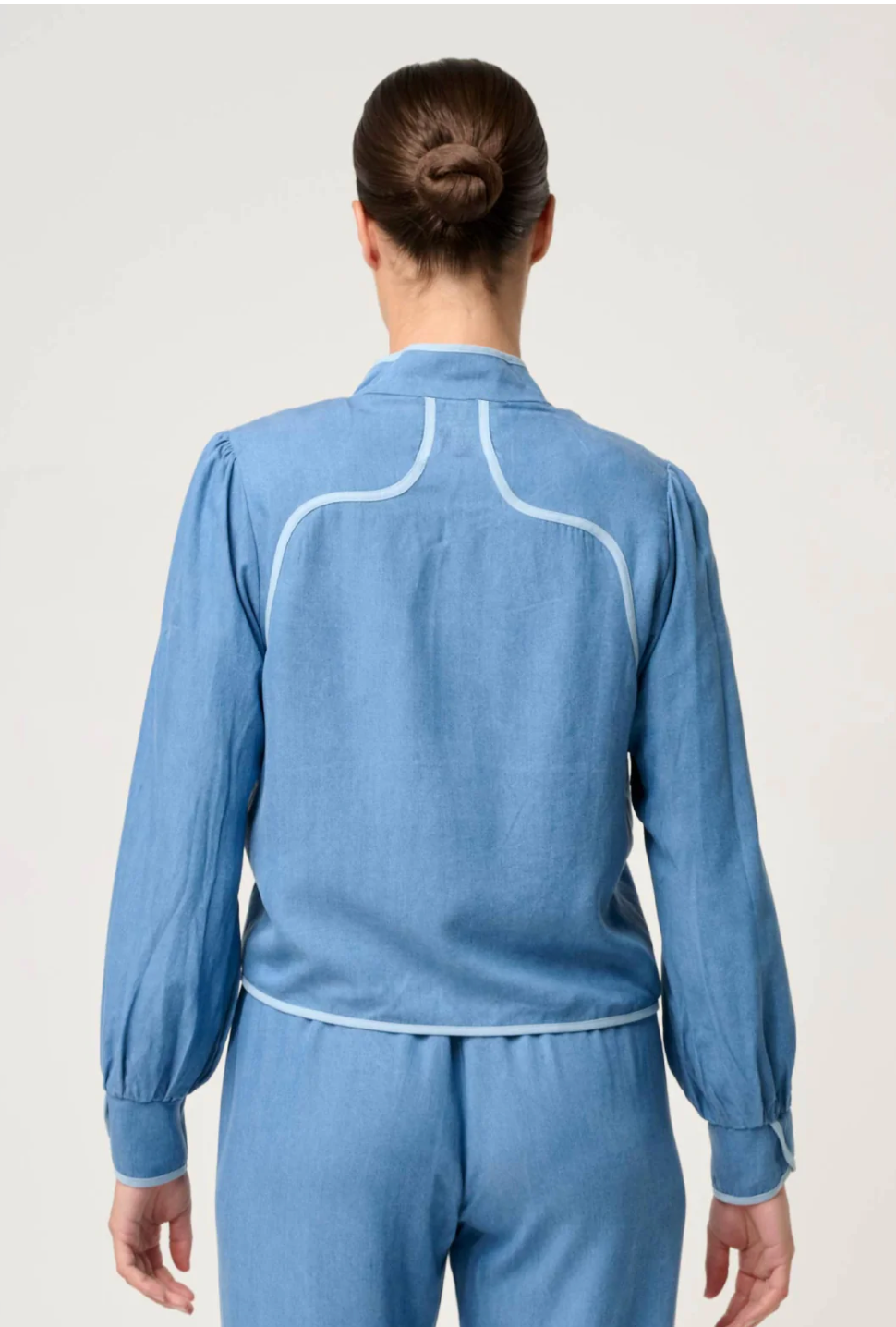 Aurora Reversible Placement Print Linen Viscose & Tencel Fringe Jacket - Petinos Floros