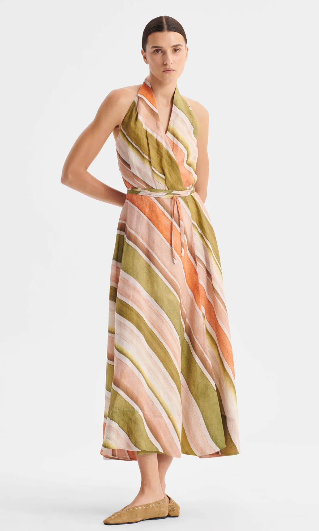 Ronni Linen Halter Dress - Print