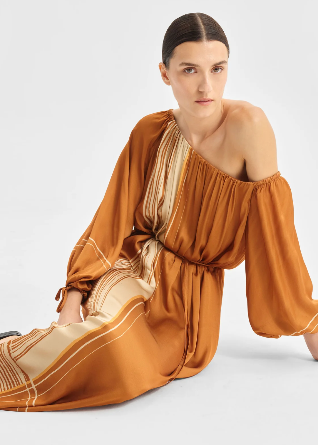 Aries One Shoulder Dress - Spice