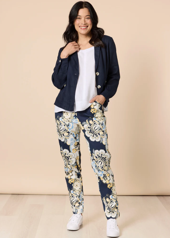 Newport Print Pant - Navy Multi