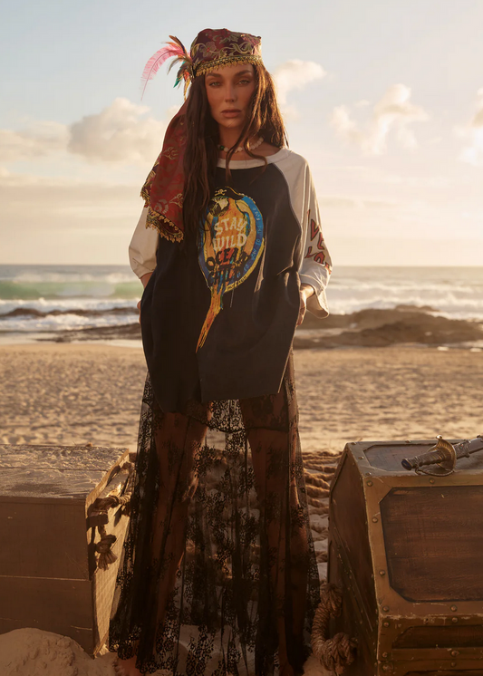 The Stay Wild Raglan Tee - Black