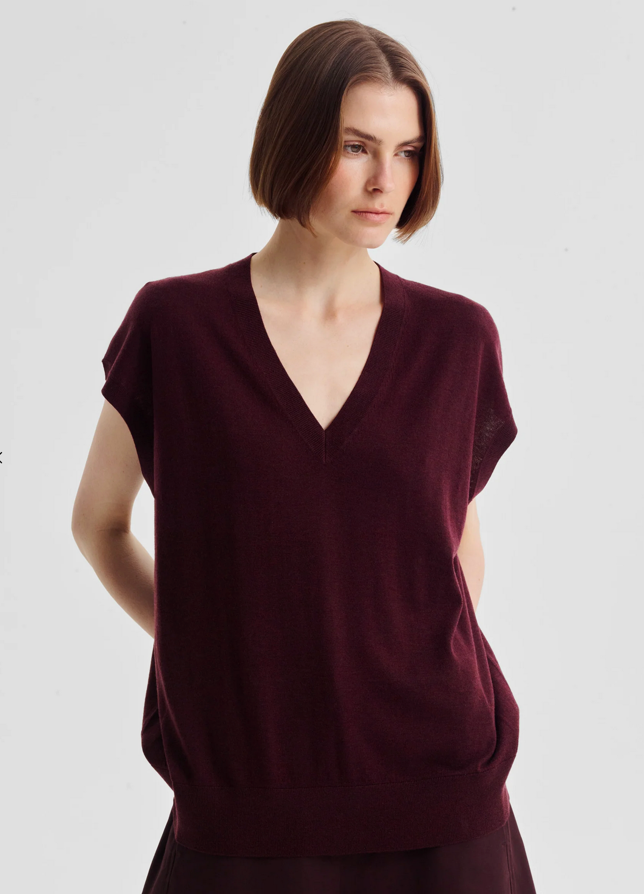 Oxford Merino Knit Vest - Pinot