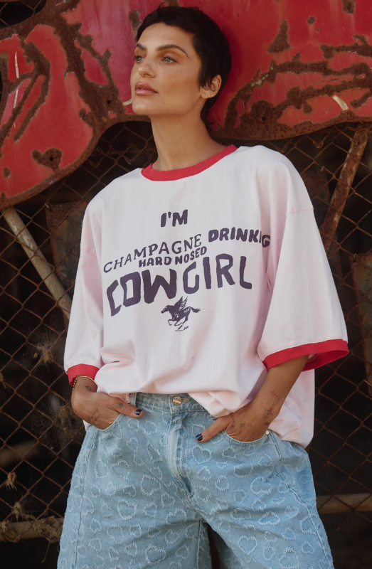 The Hard Nose Cowgirl Tee - Pink