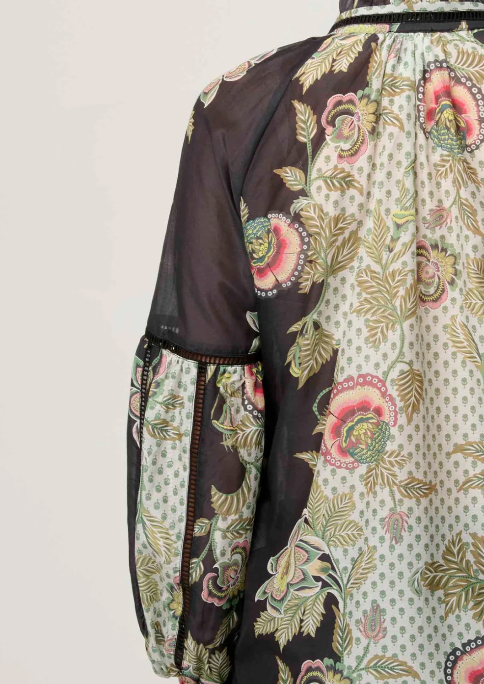 Espada Lace Trim Silk Blouse