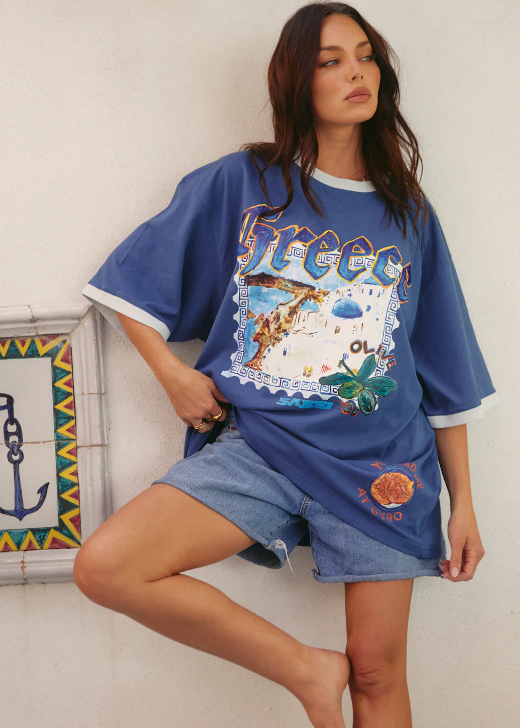 The Greece Love Notes Tee - Navy Blue