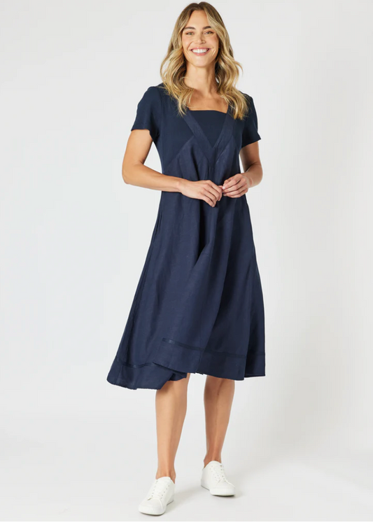 Lino Le Marais Dress - Navy