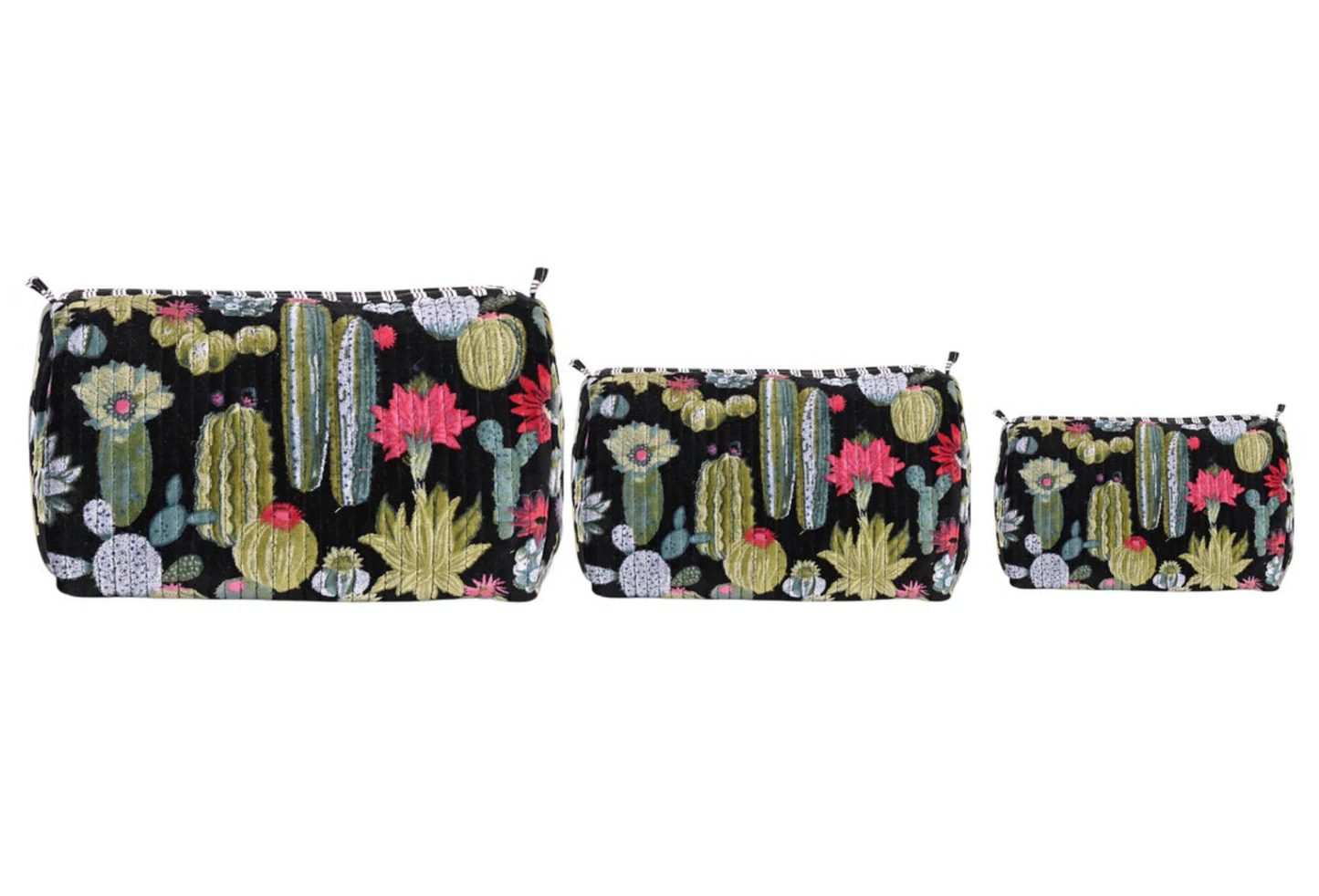 Cactus Velvet 3 Piece Set - Black