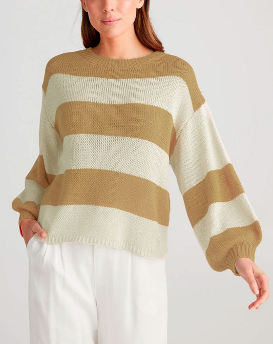 Driftwood Long Sleeve Top - Biscuit Stripe