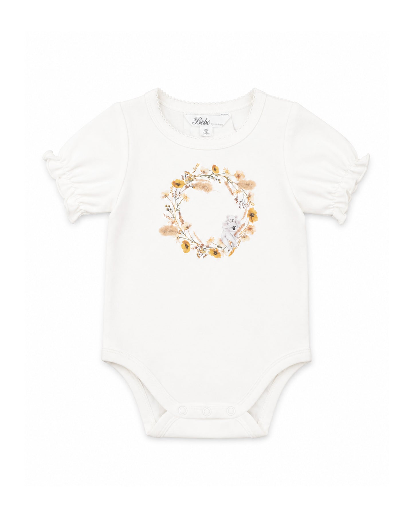 Taylor Organic Floral Koala Bodysuit - Cloud