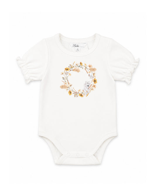 Taylor Organic Floral Koala Bodysuit - Cloud