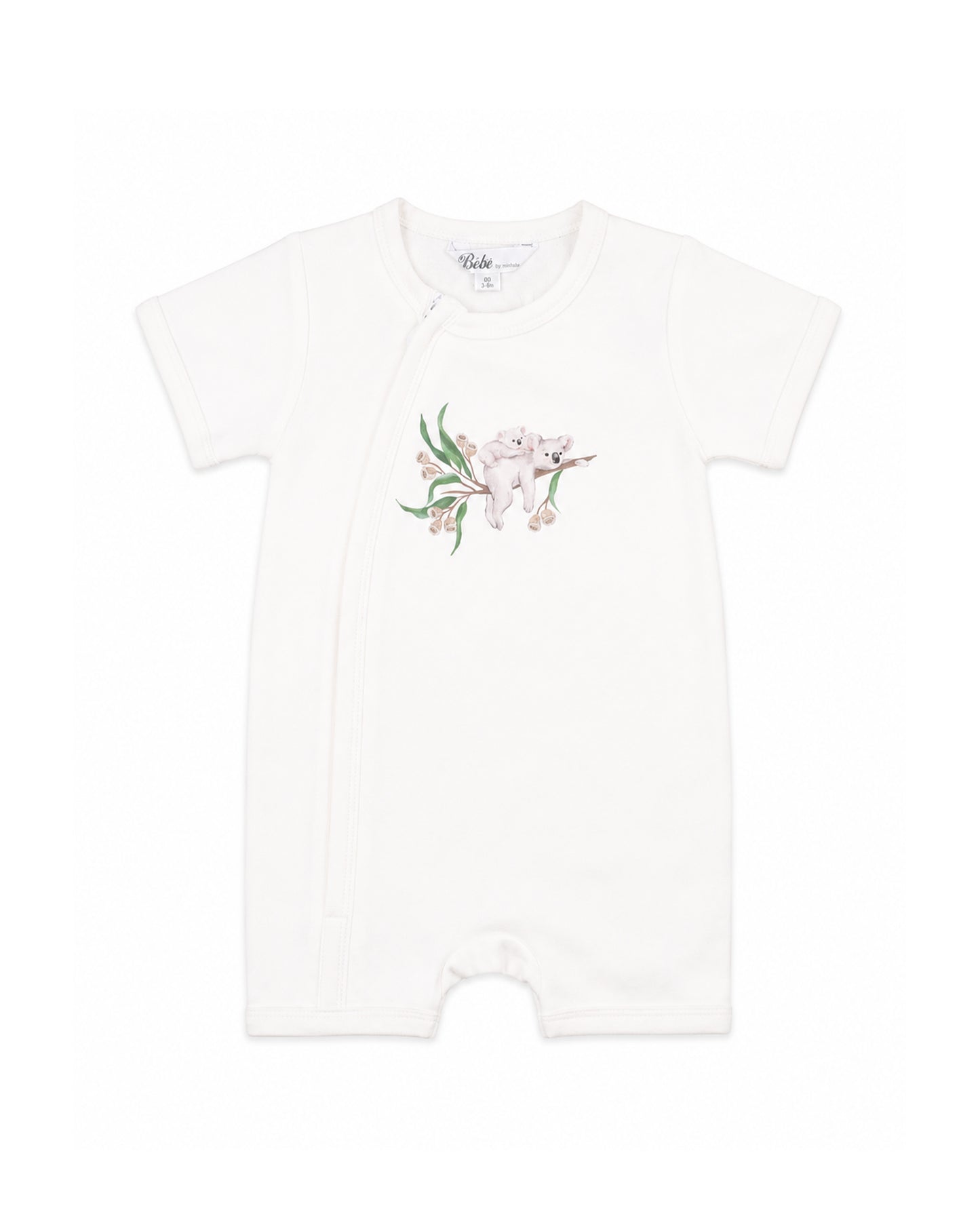 Taylor Organic SS Koala Zip Romper - Cloud