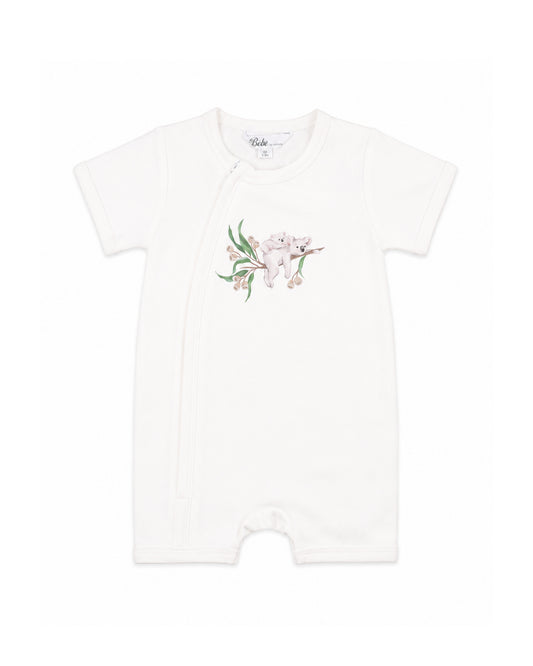 Taylor Organic SS Koala Zip Romper - Cloud