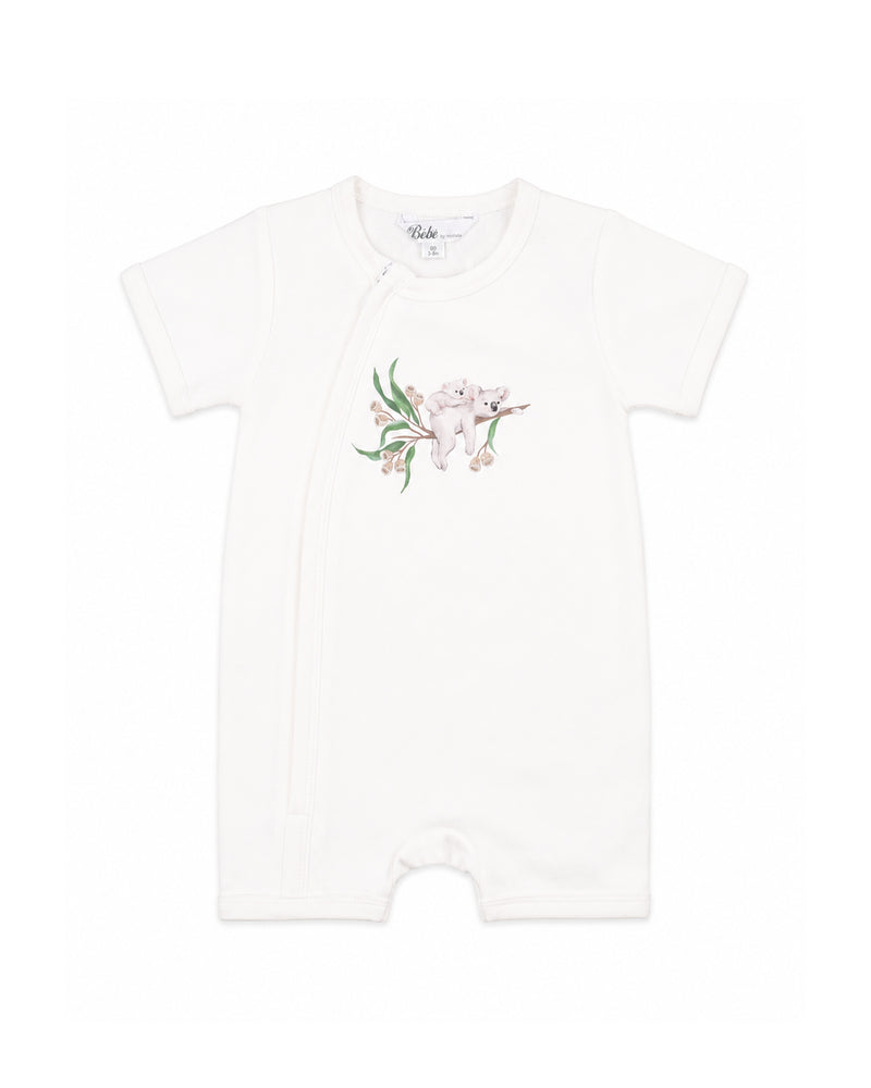 Taylor Organic SS Koala Zip Romper - Cloud
