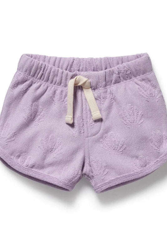 Lavender Shells Organic Terry Tie Short - Lavender Shells