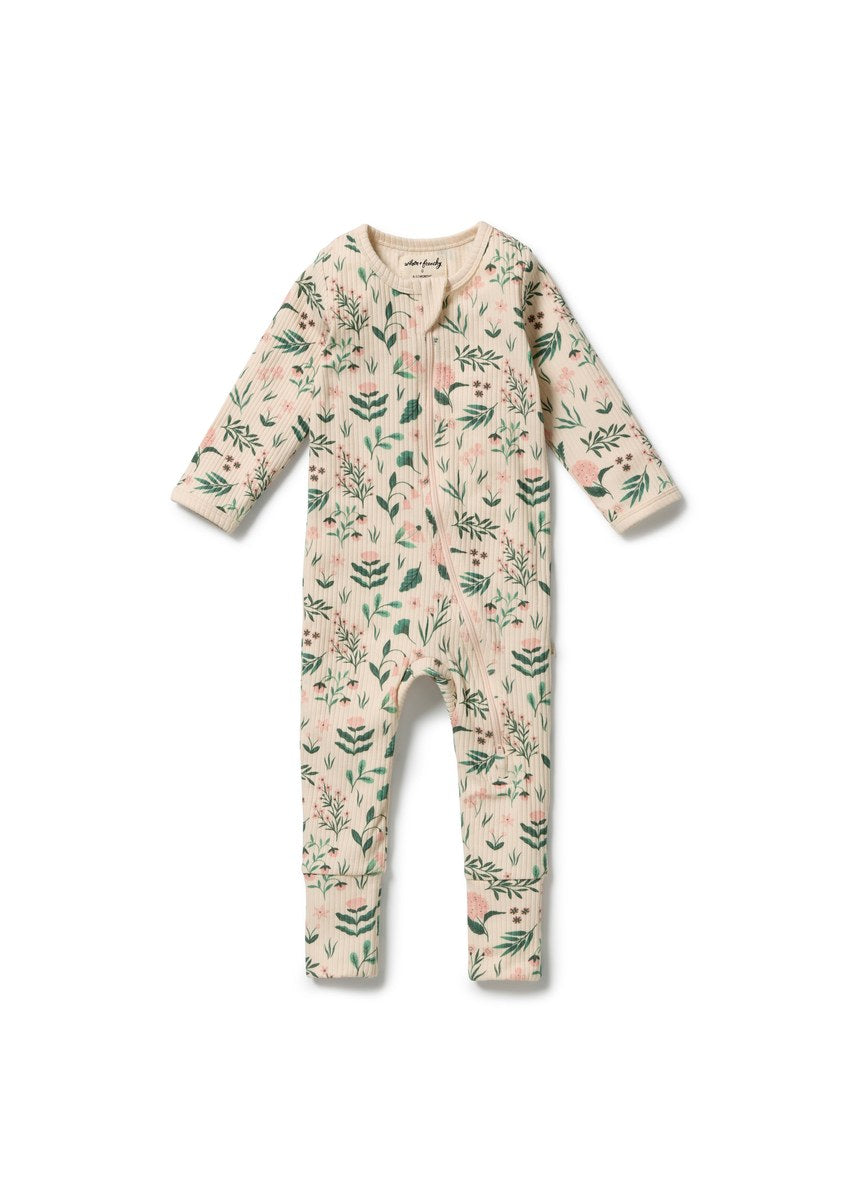 Sweet Bloom Organic Zipsuit with Feet