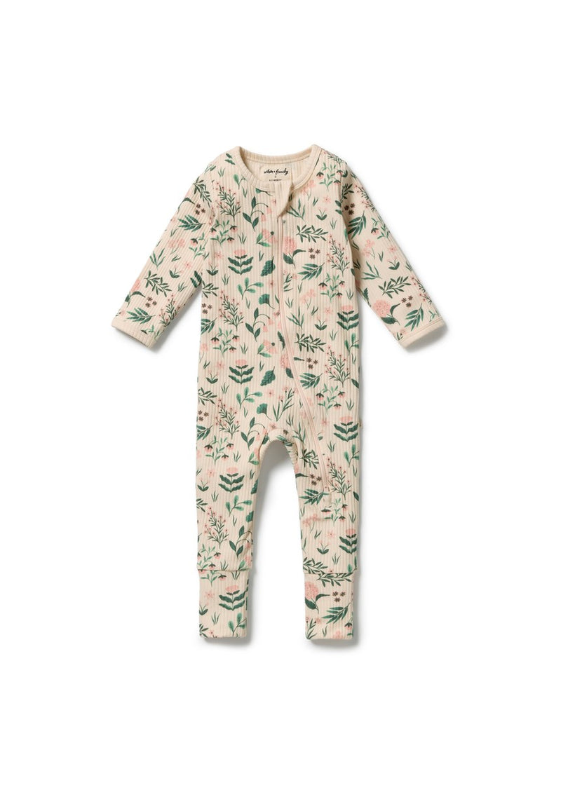 Sweet Bloom Organic Zipsuit with Feet