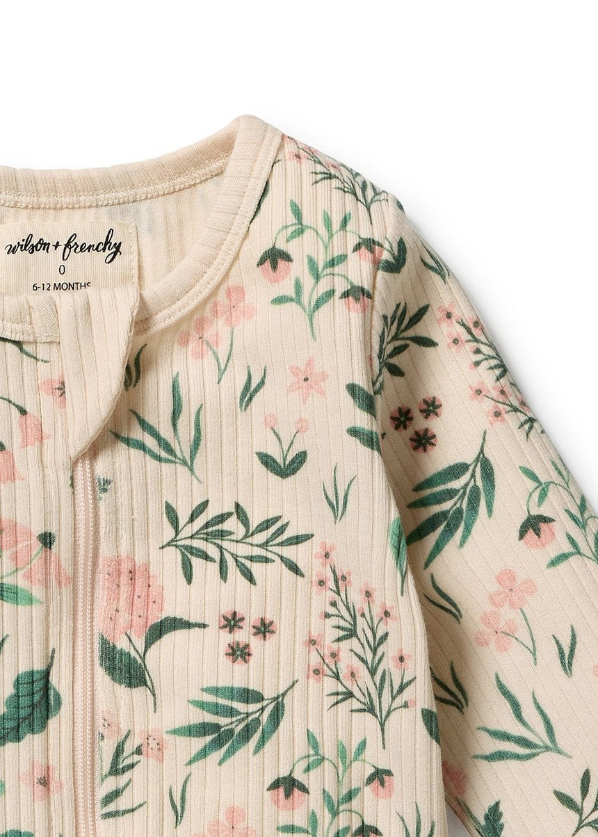 Sweet Bloom Organic Zipsuit with Feet
