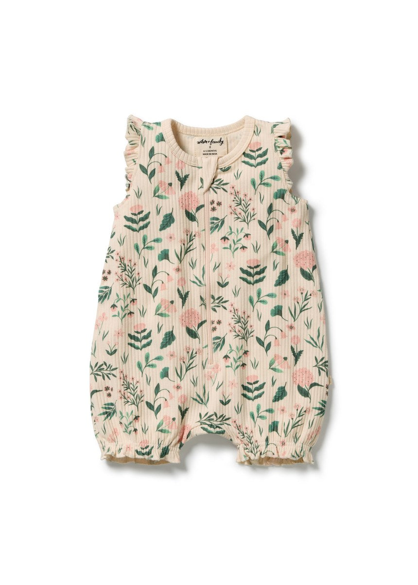 Sweet Bloom Organic Ruffle Zipsuit