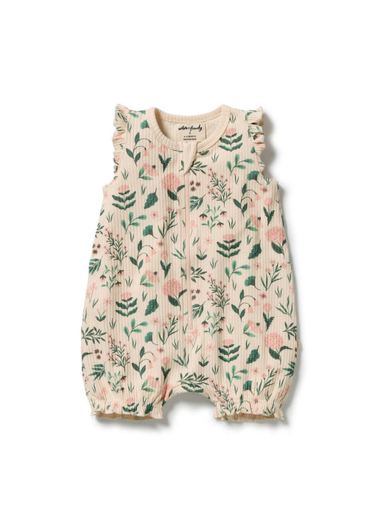 Sweet Bloom Organic Ruffle Zipsuit