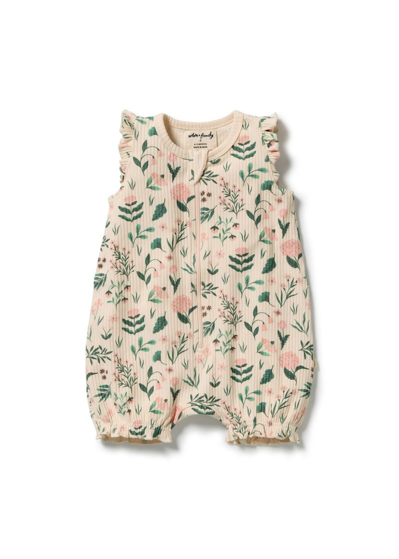 Sweet Bloom Organic Ruffle Zipsuit