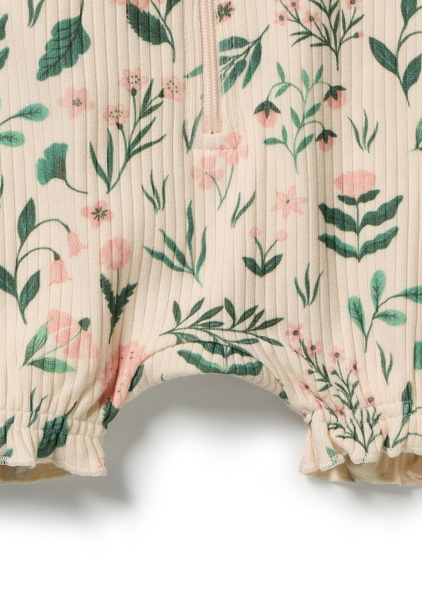Sweet Bloom Organic Ruffle Zipsuit