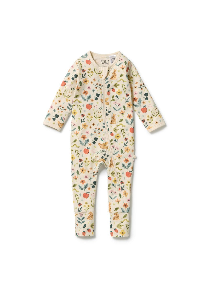 Summer Garden Organic Zipsuit with Feet