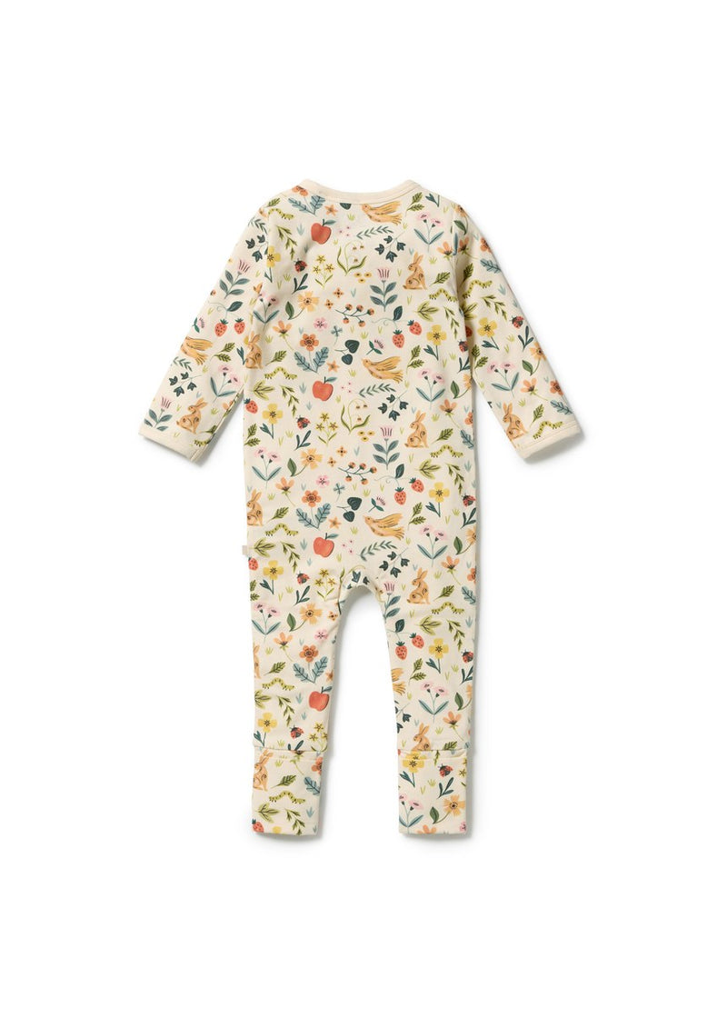 Summer Garden Organic Zipsuit with Feet