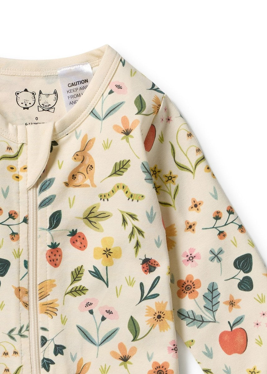 Summer Garden Organic Zipsuit with Feet
