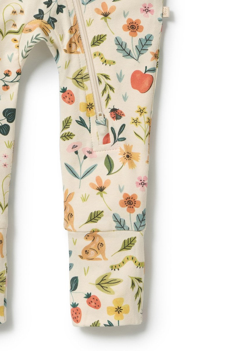 Summer Garden Organic Zipsuit with Feet