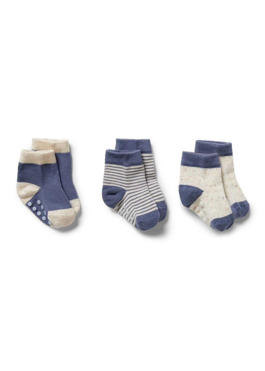 Organic 3 Pack Baby Socks - Rain Drop