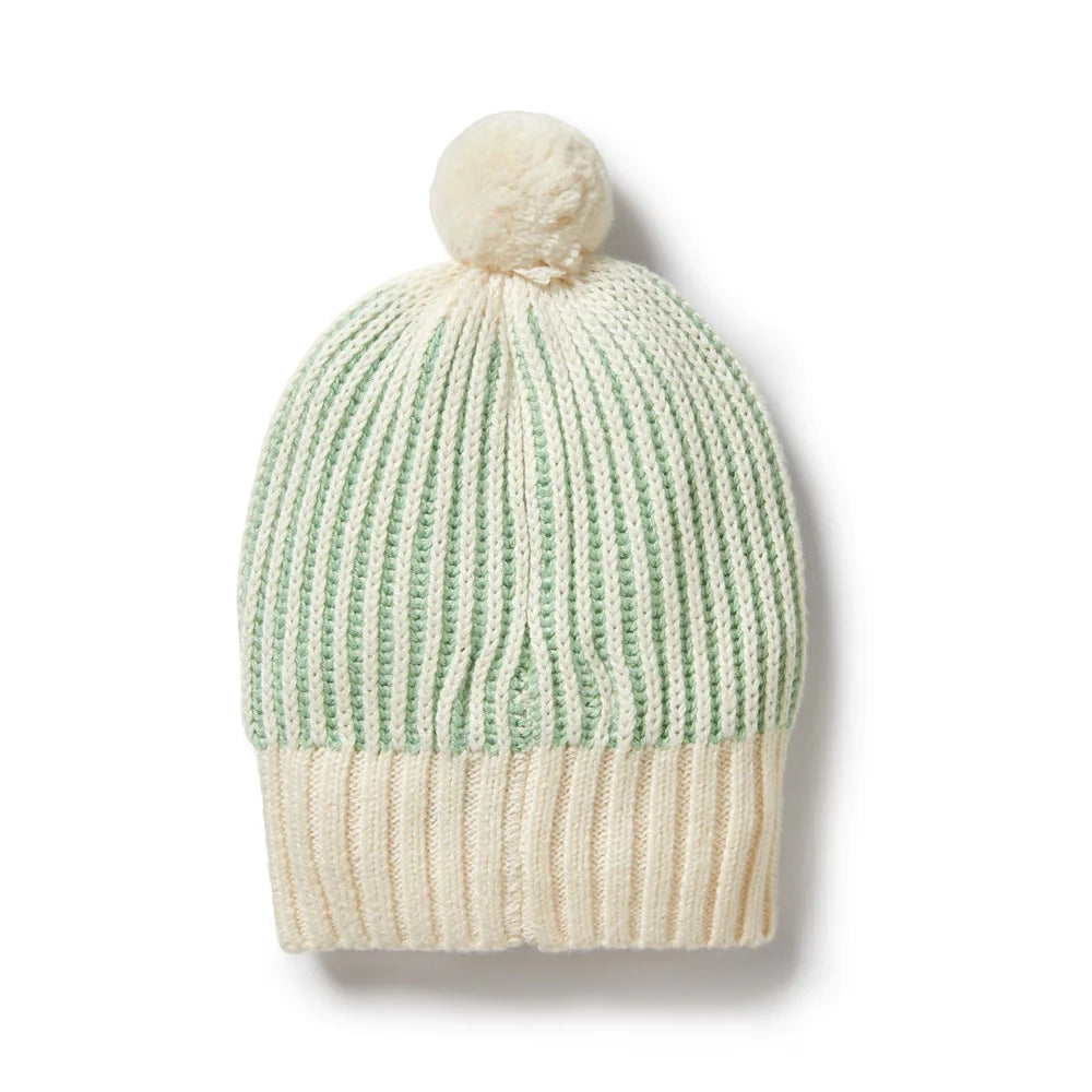Knitted Ribbed Hat - Mint Green