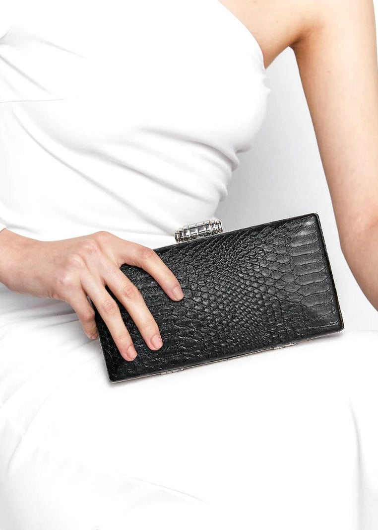 Ciara Croc Effect Clutch - Black