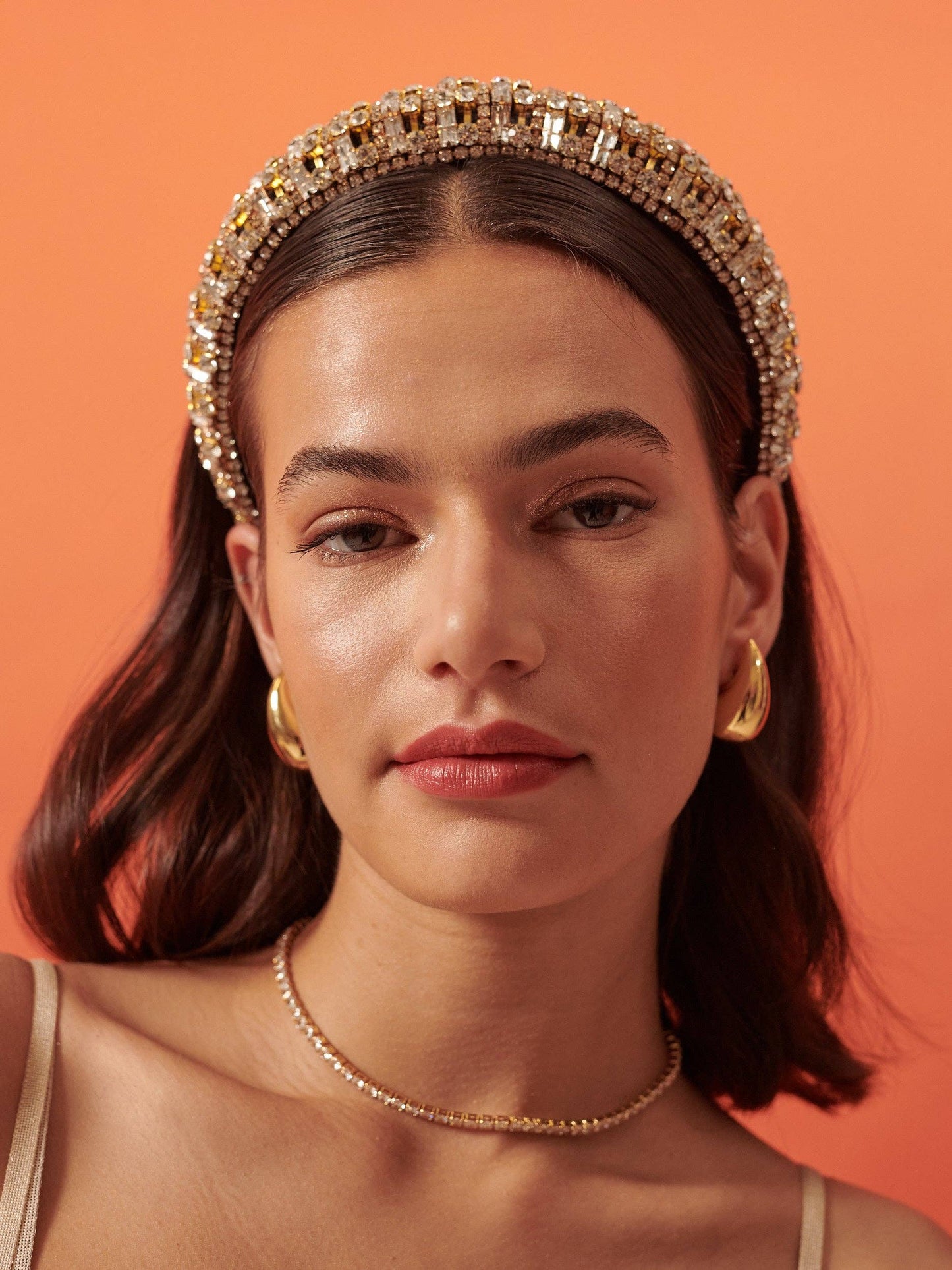 Audie Diamanté Embellished Headband - Gold