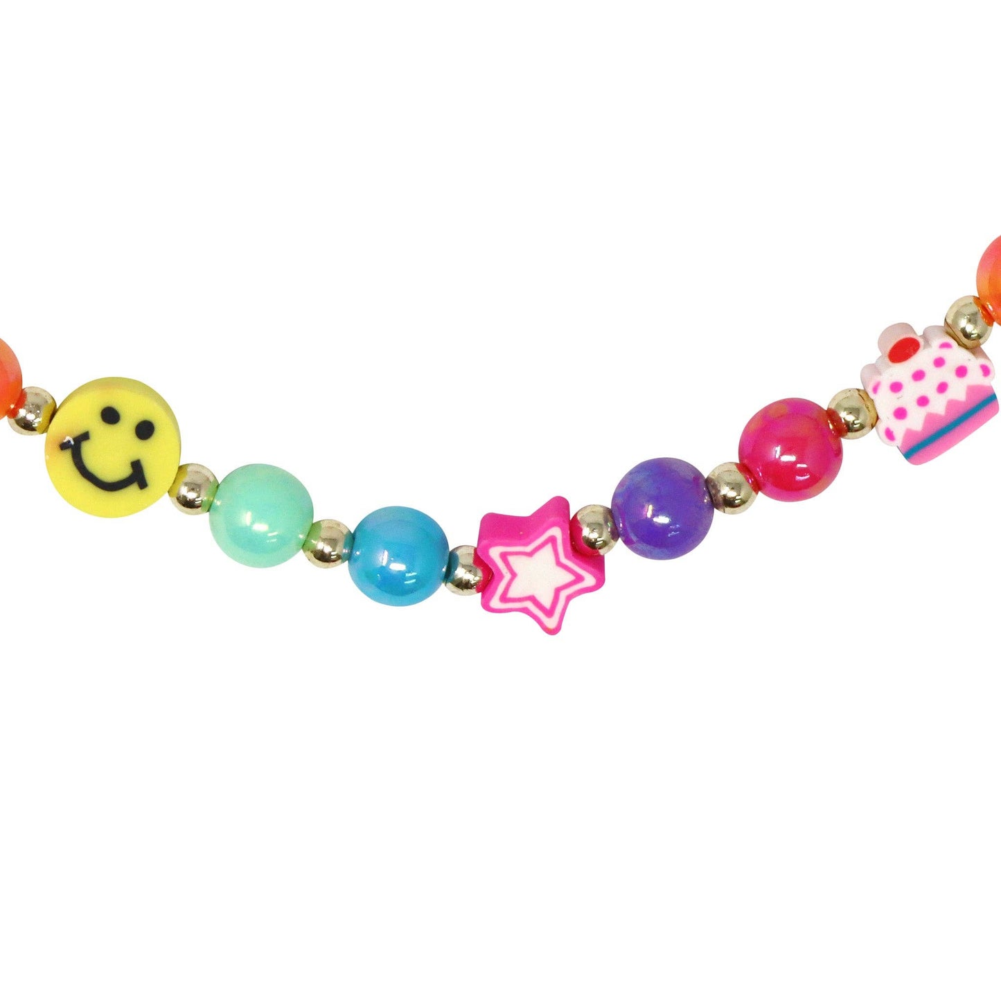 Pink Poppy - Rainbow Smiley Face And Fruit Necklace and Bracelet Set - (Pack Size: 6)