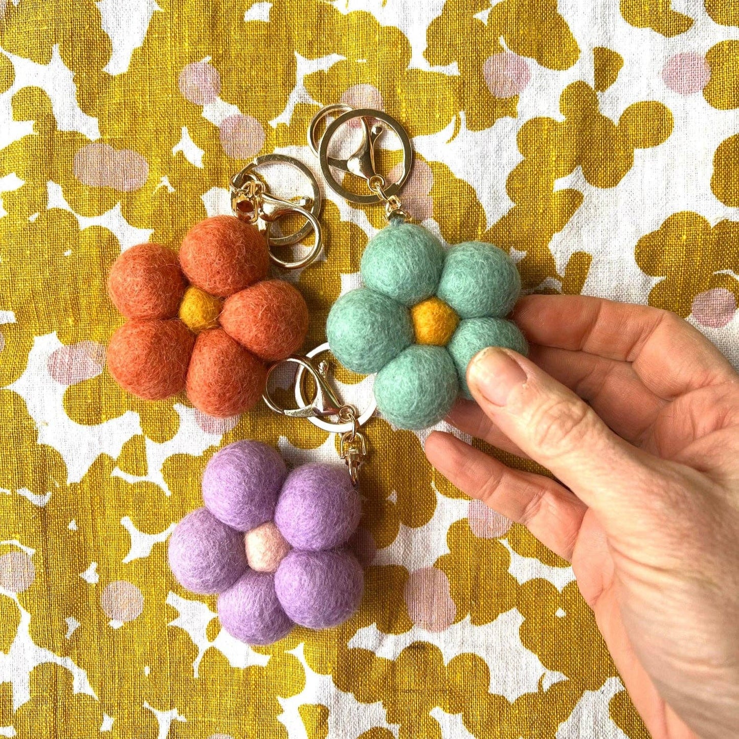 Home Dweller - Felt Flower Keychain | Bag Charm - Vintage Petals
