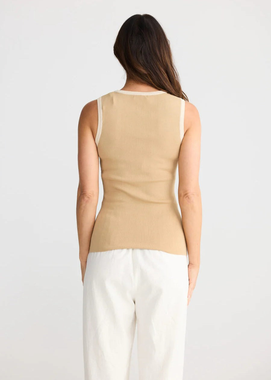 Ollie Contrast Tank - Pebble W Sand