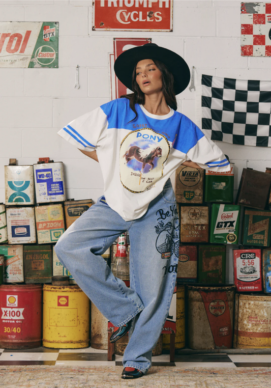 The Oversized Pony Club Tee - Blue