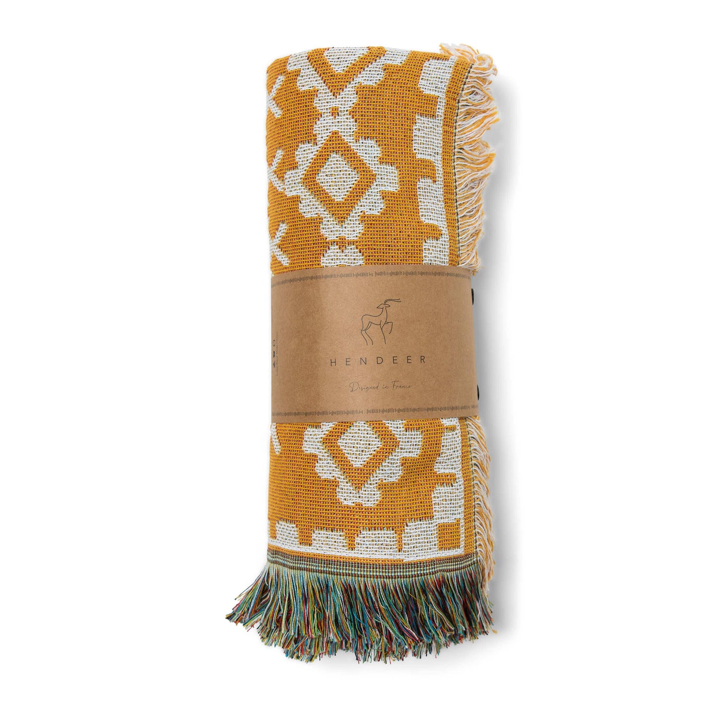 HENDEER - 'Good Day Sunshine' Woven Picnic Rug/Throw: Large 170x200cm