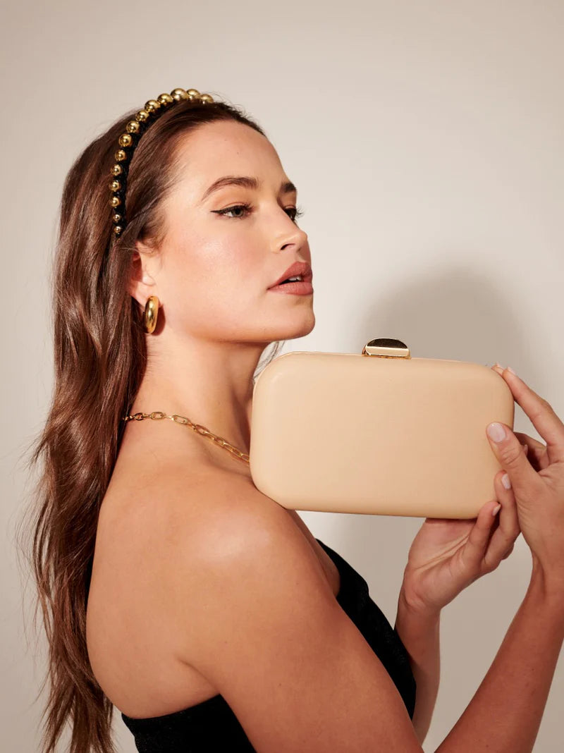 Rhea Classic Box Clutch - Nude