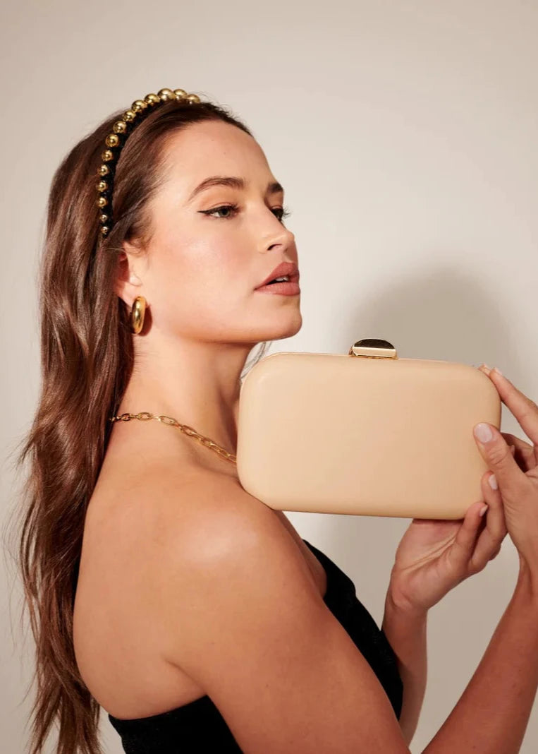 Rhea Classic Box Clutch - Nude